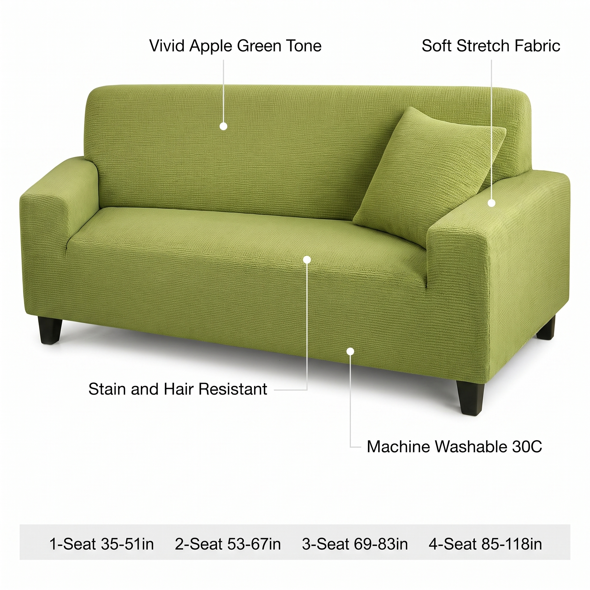 Stretch Sofa Slipcover – Apple Green – product view 6 | Brivenzo