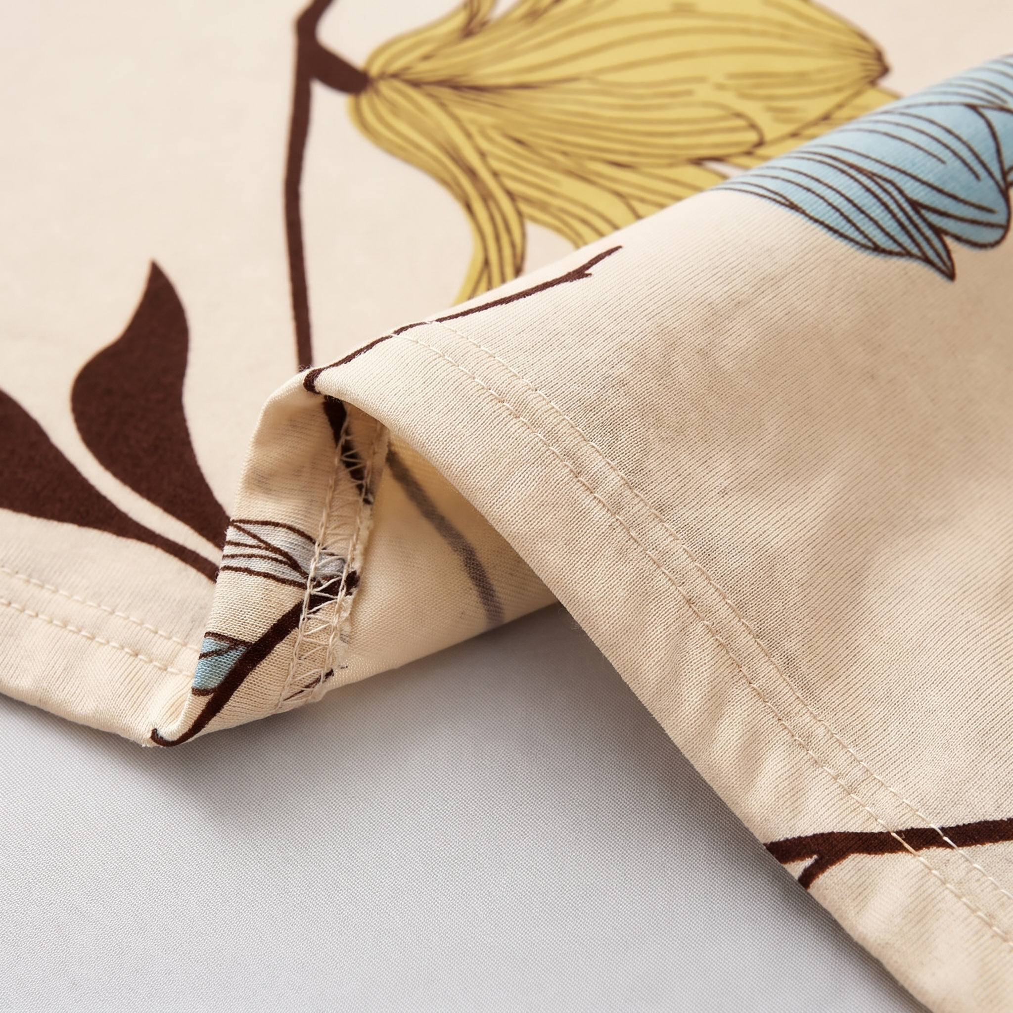 Beige Floral Line Print fabric detail close-up