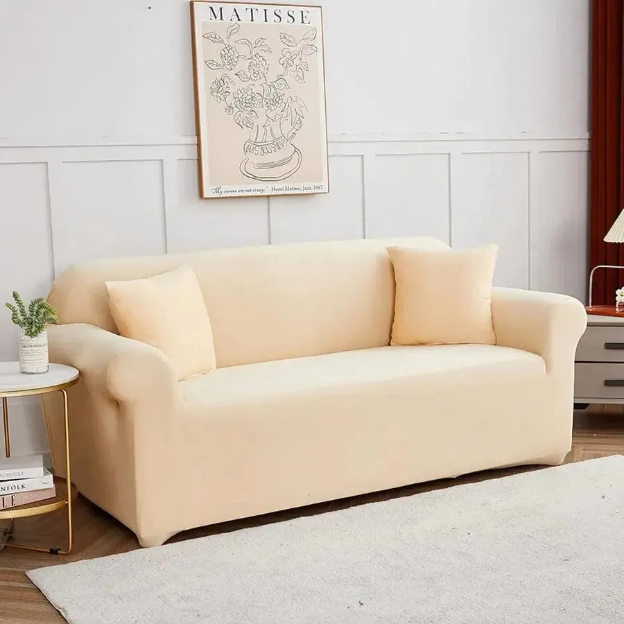 Stretch Sofa Slipcover – Beige – product view 6 | Brivenzo