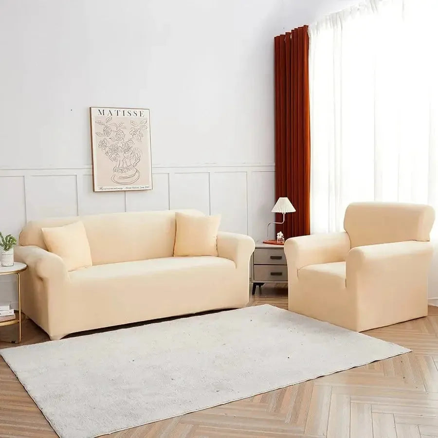 Stretch Sofa Slipcover – Beige – product view 7 | Brivenzo