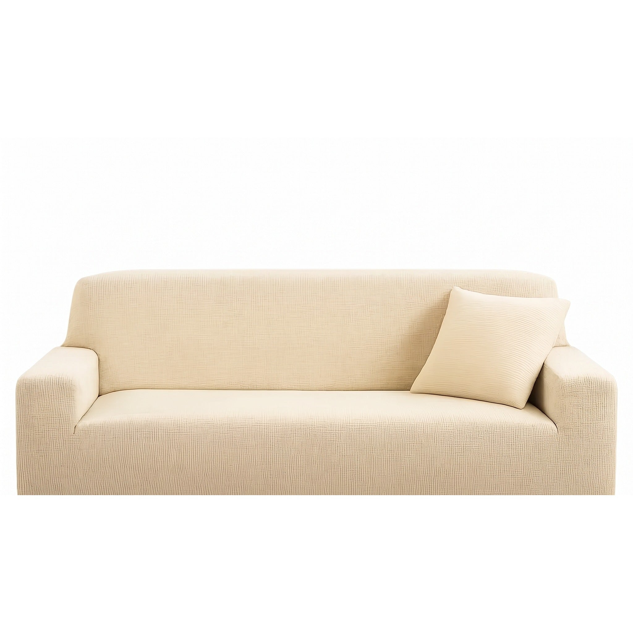 Stretch Sofa Slipcover – Beige Ribbed Stretch Fabric – product view 4 | Brivenzo