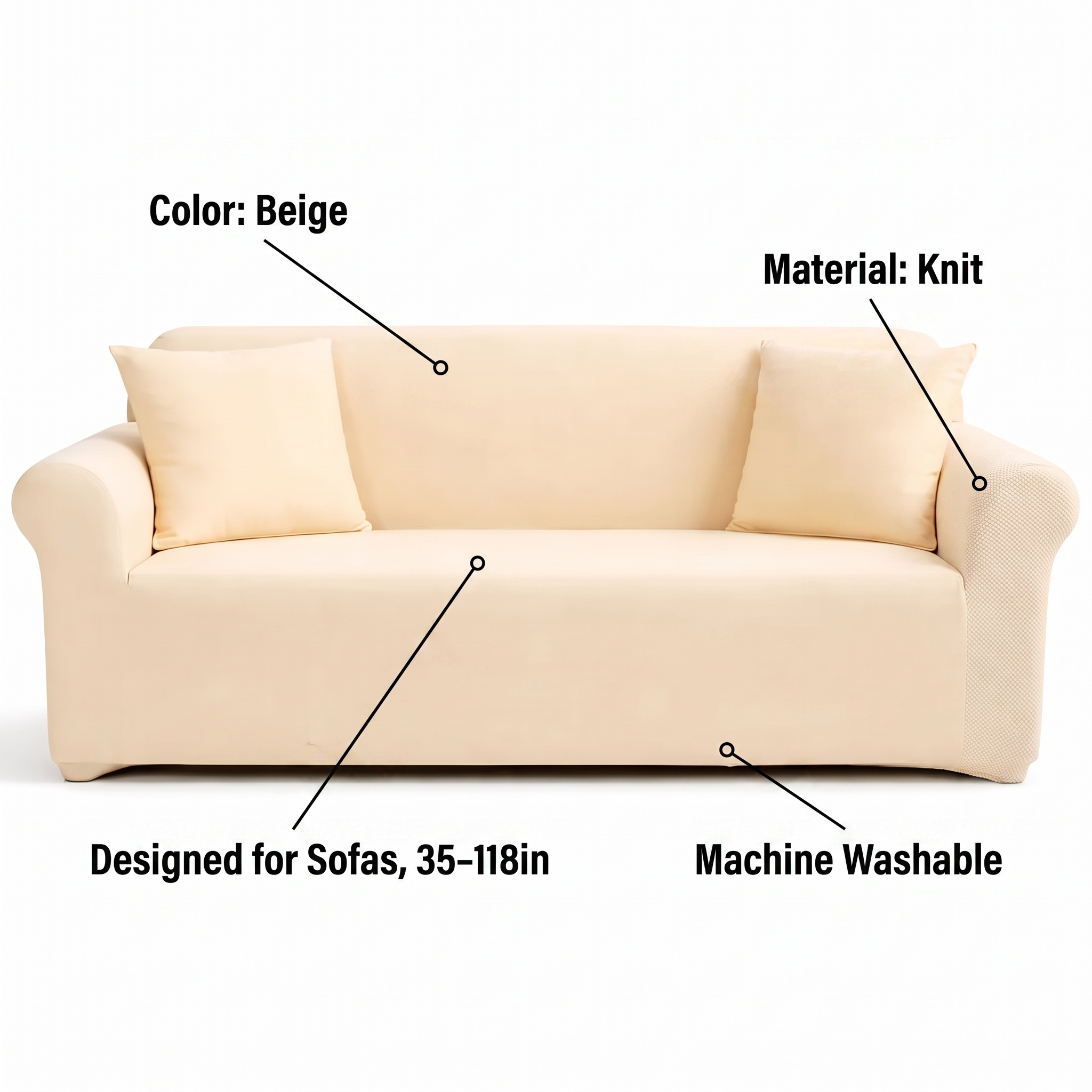 Stretch Sofa Slipcover – Beige – features and specifications overview | Brivenzo
