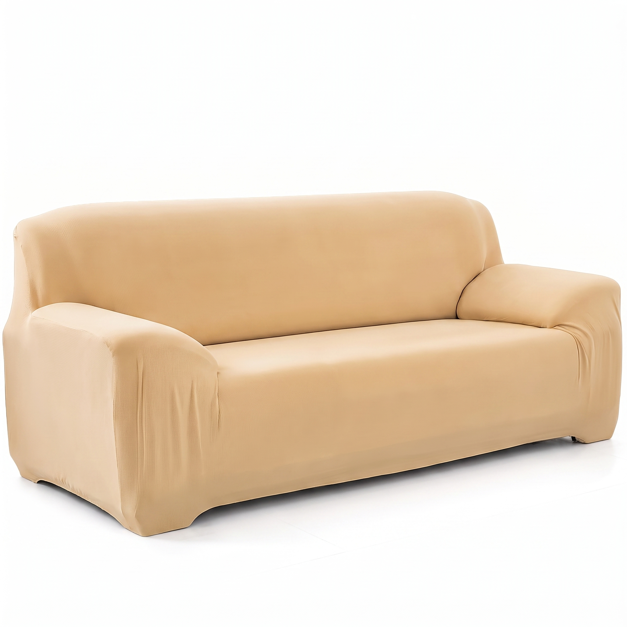 Stretch Sofa Slipcover – Beige Velvet – product photo on a white background | Brivenzo