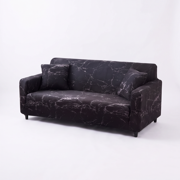 Stretch Sofa Slipcover | Black Marble Print, Couch Cover, 35-118in