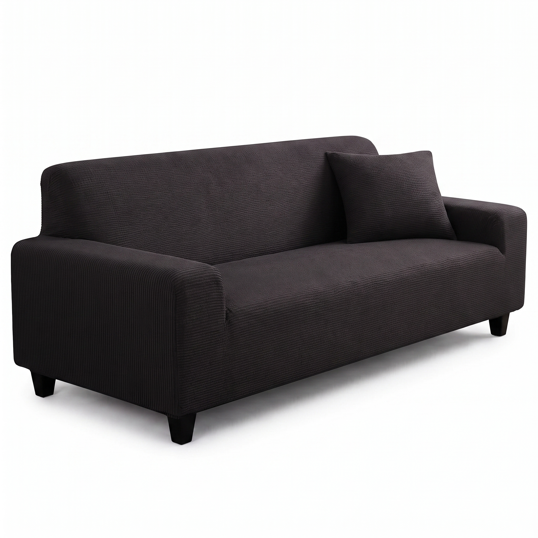 Stretch Sofa Slipcover – Black Microfiber – product photo on a white background | Brivenzo