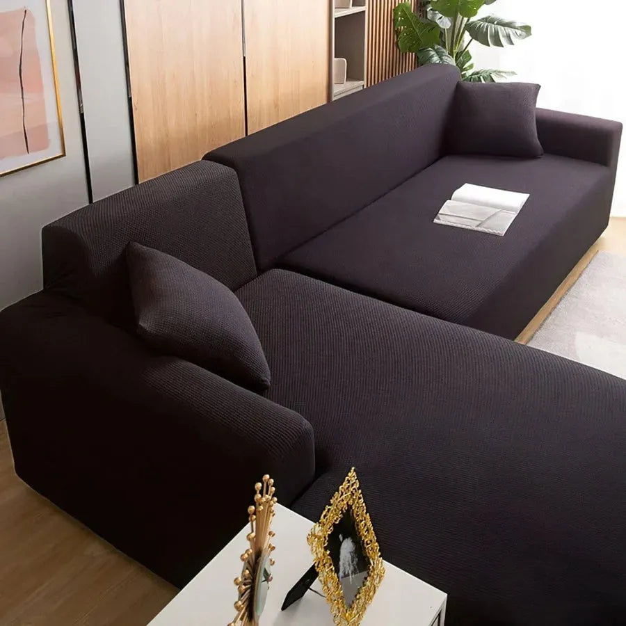 Stretch Sofa Slipcover – Black Microfiber – product view 6 | Brivenzo