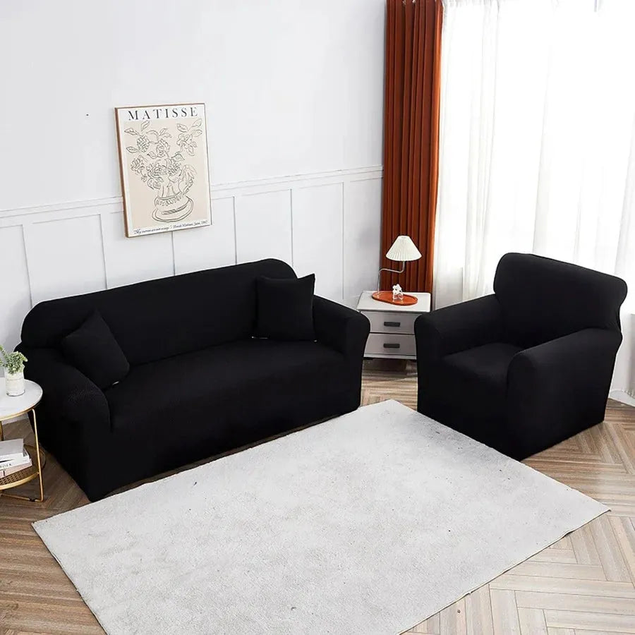 Stretch Sofa Slipcover – Black Microfiber – product view 7 | Brivenzo