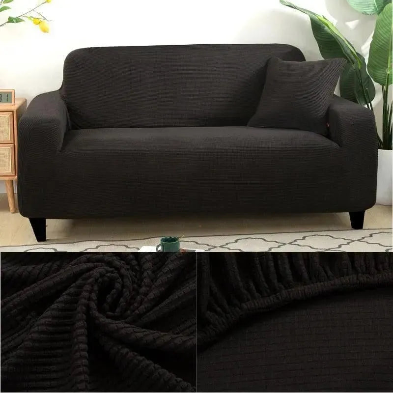 Stretch Sofa Slipcover – Black Microfiber – product view 8 | Brivenzo