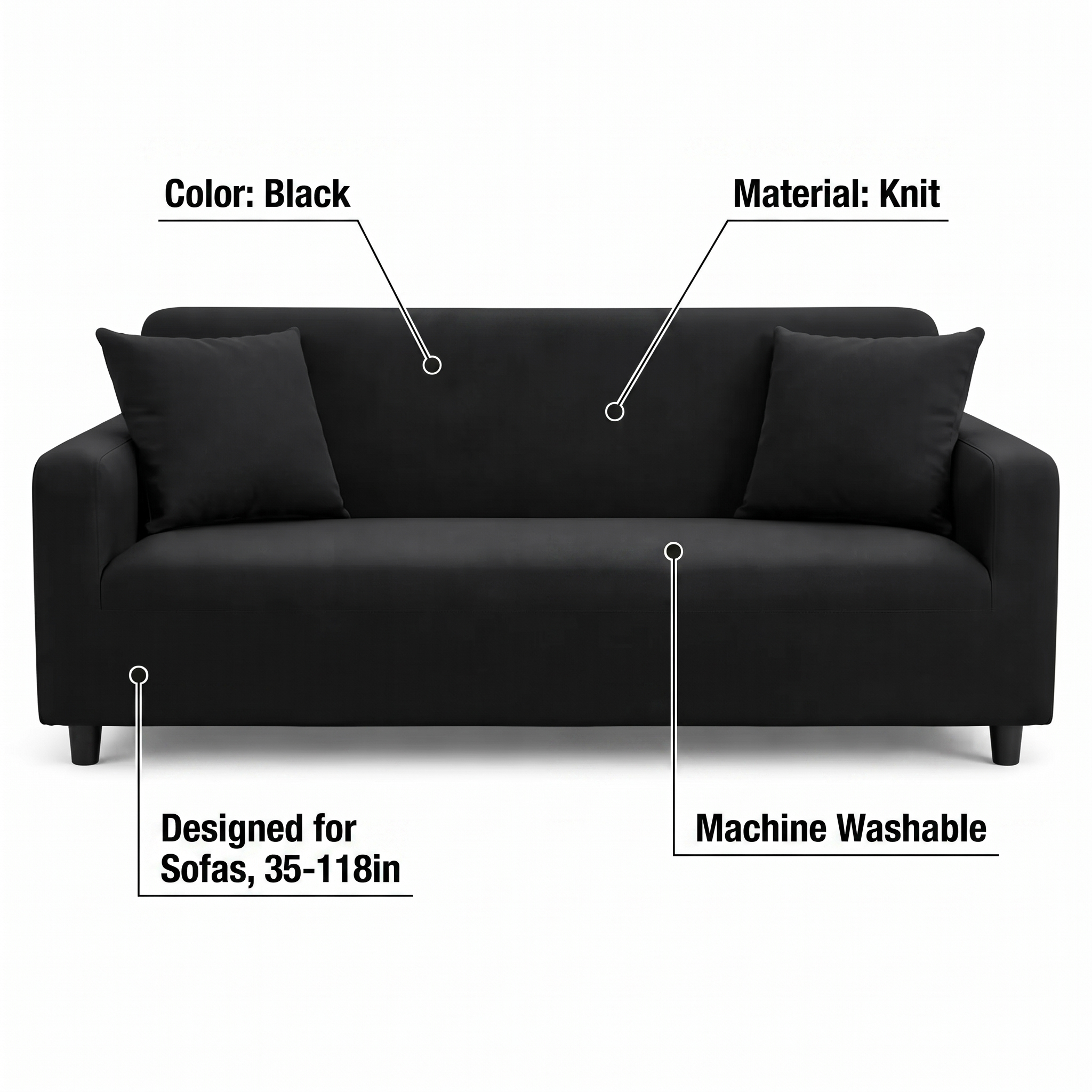 Stretch Sofa Slipcover – Black – features and specifications overview | Brivenzo