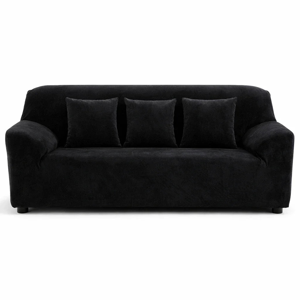Stretch Sofa Slipcover – Black Velvet – product view 4 | Brivenzo