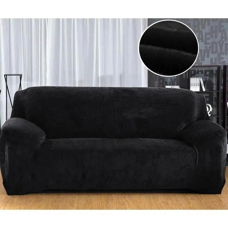 Stretch Sofa Slipcover – Black Velvet – product view 7 | Brivenzo