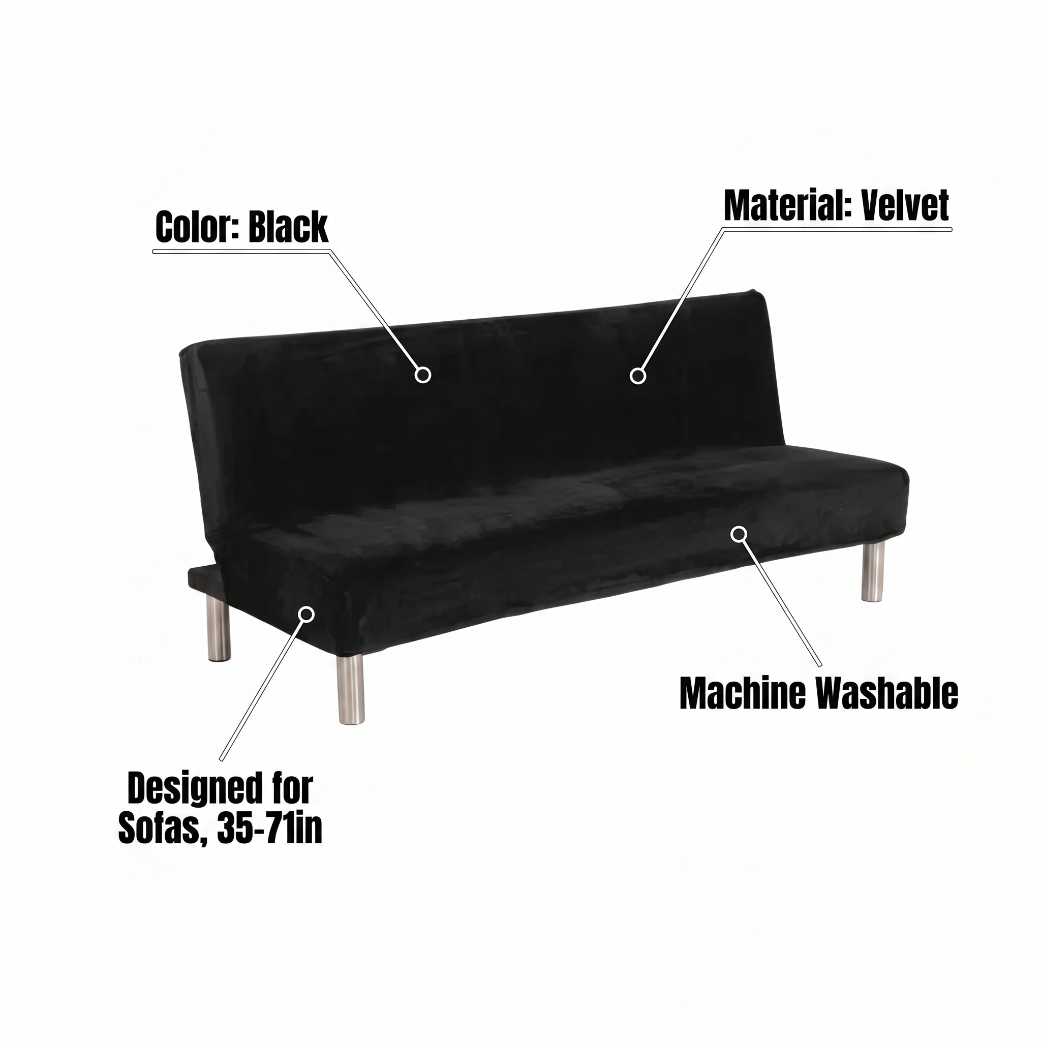 Stretch Sofa Slipcover – Black Velvet Sofa Bed – features and specifications overview | Brivenzo