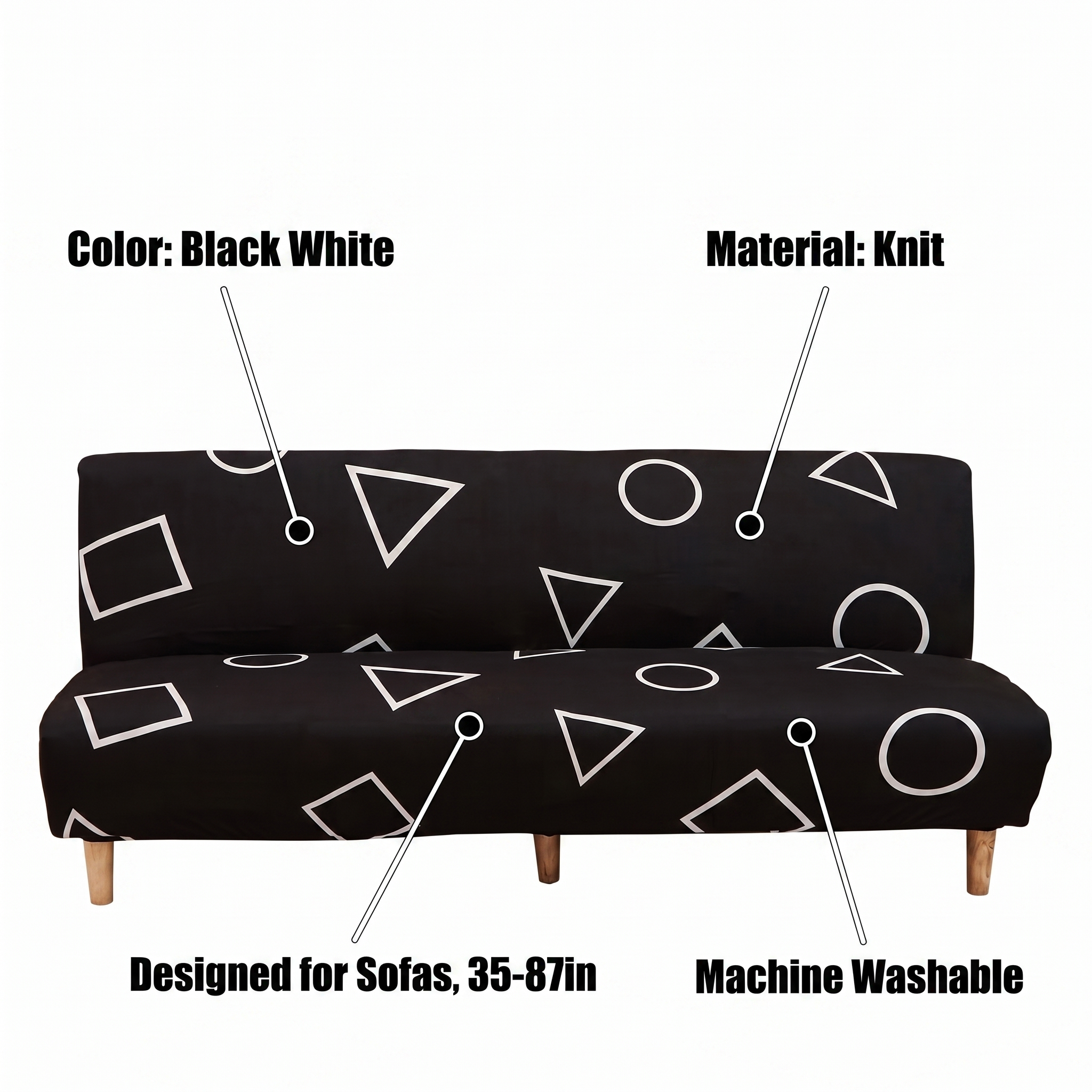 Stretch Sofa Slipcover – Black White Geometric Shapes Print Sofa Bed – features and specifications overview | Brivenzo