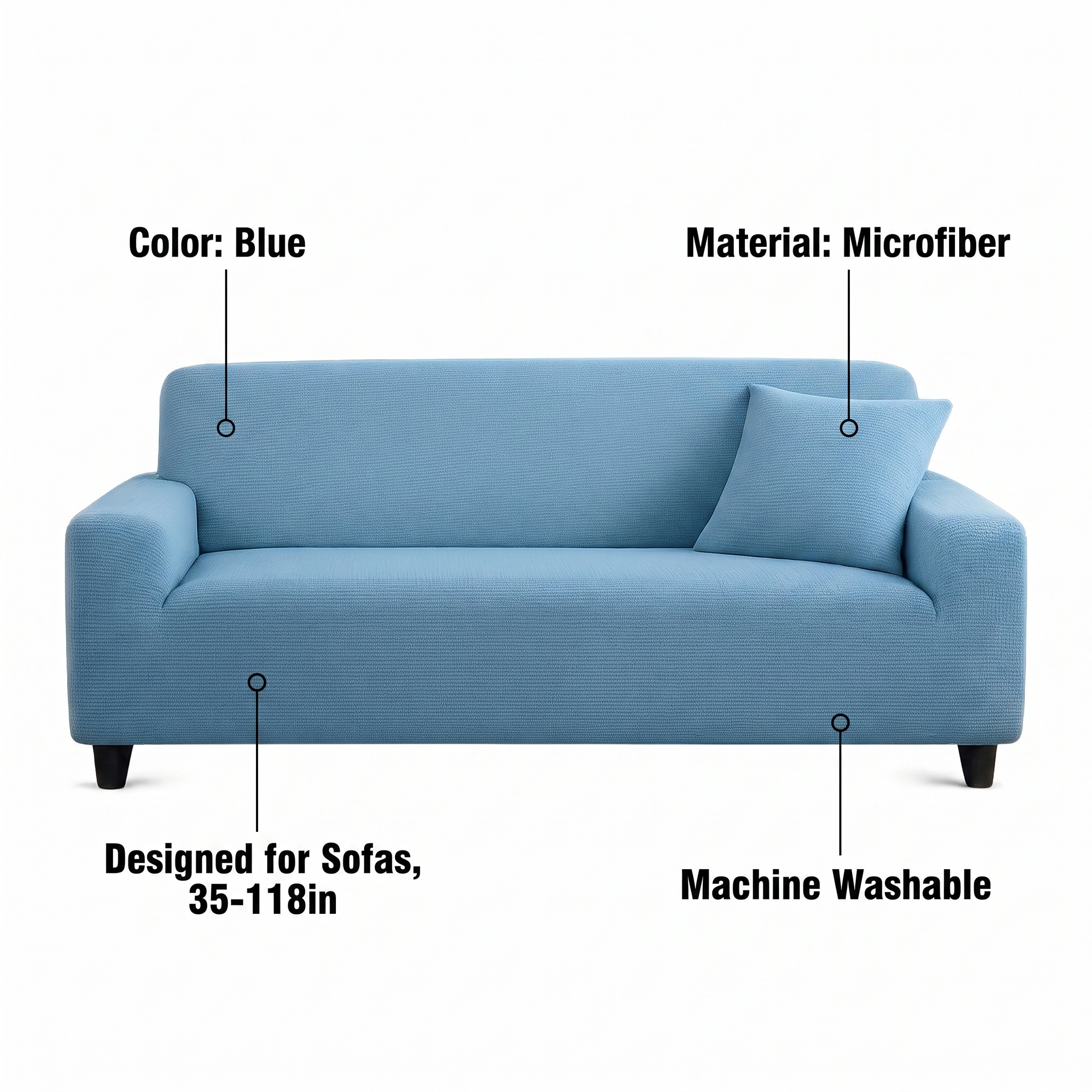 Stretch Sofa Slipcover – Blue Microfiber – features and specifications overview | Brivenzo