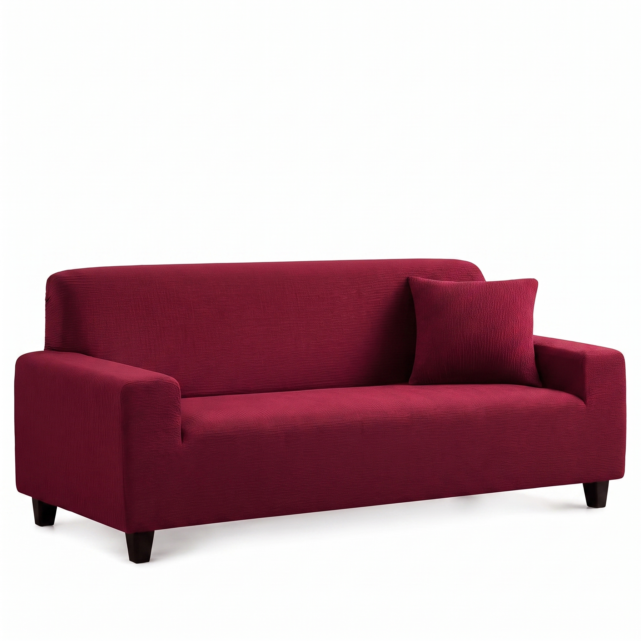 Stretch Sofa Slipcover – Burgundy Ribbed Stretch Fabric – product photo on a white background | Brivenzo