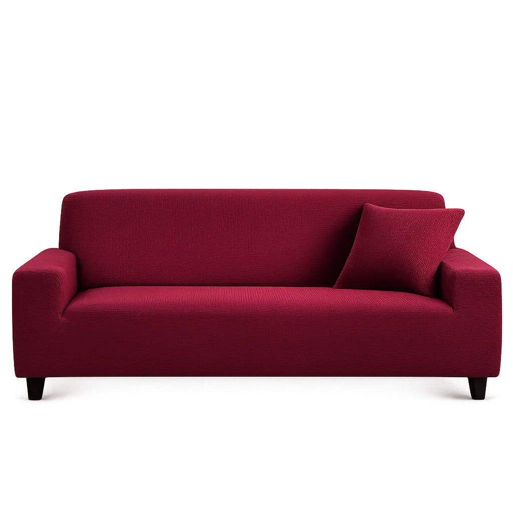 Stretch Sofa Slipcover – Burgundy Ribbed Stretch Fabric – product view 4 | Brivenzo
