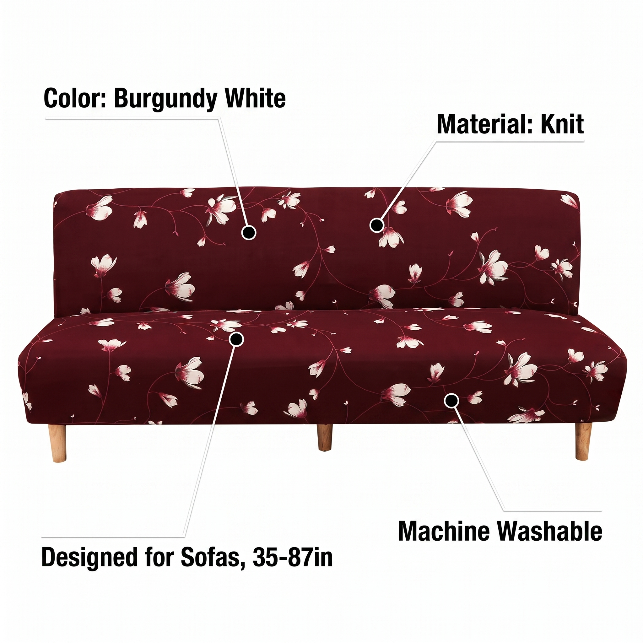 Stretch Sofa Slipcover – Burgundy White Floral Print Sofa Bed – features and specifications overview | Brivenzo
