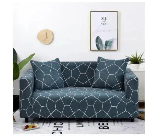 Stretch Sofa Slipcover – Charcoal Blue Geometric Crystal Print – product view 4 | Brivenzo