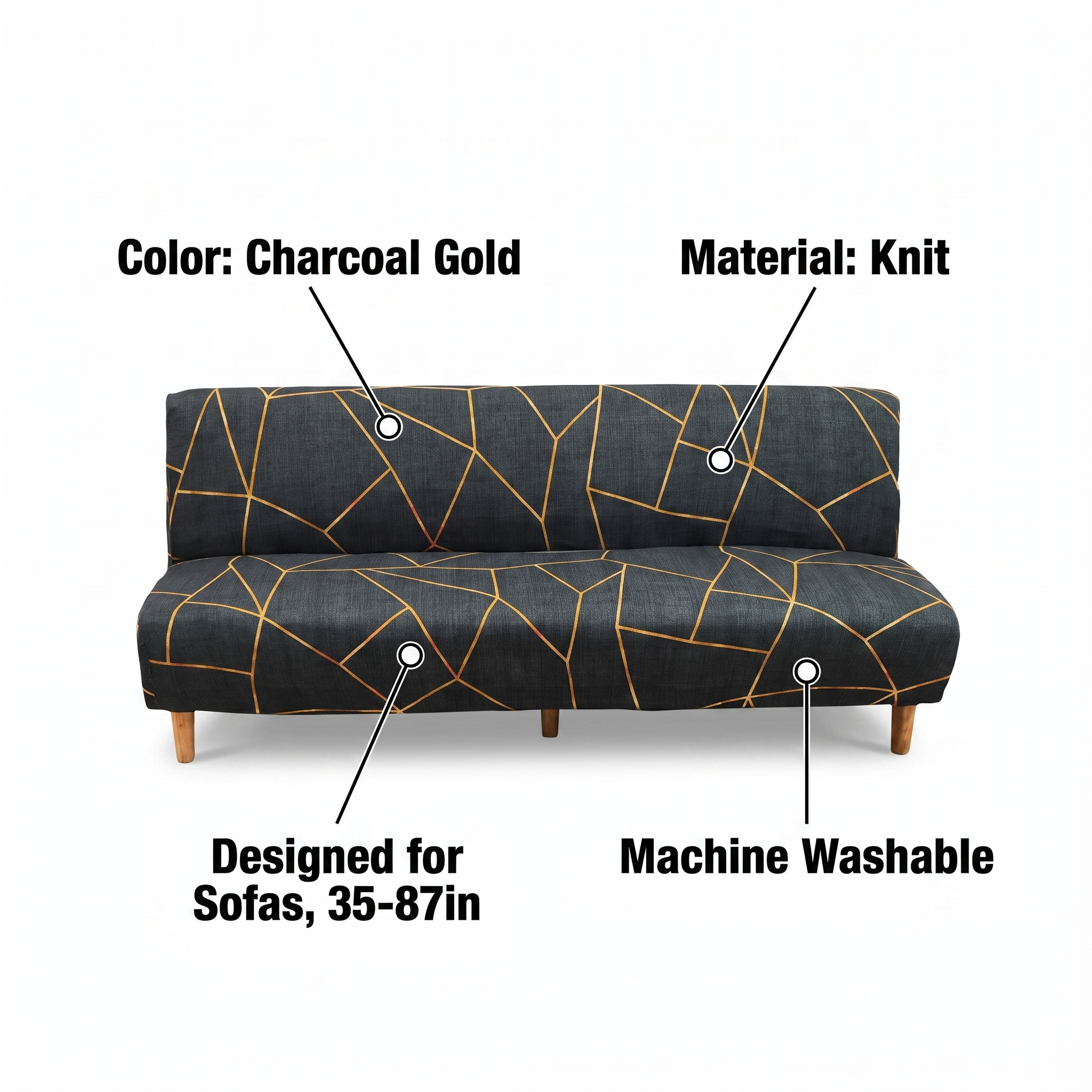 Stretch Sofa Slipcover – Charcoal Gold Geometric Crystal Print Sofa Bed – features and specifications overview | Brivenzo