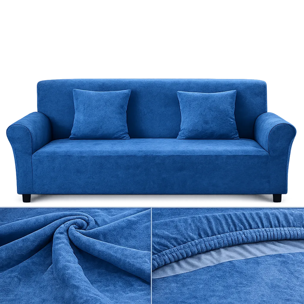 Stretch Sofa Slipcover – Cobalt Blue – product view 4 | Brivenzo