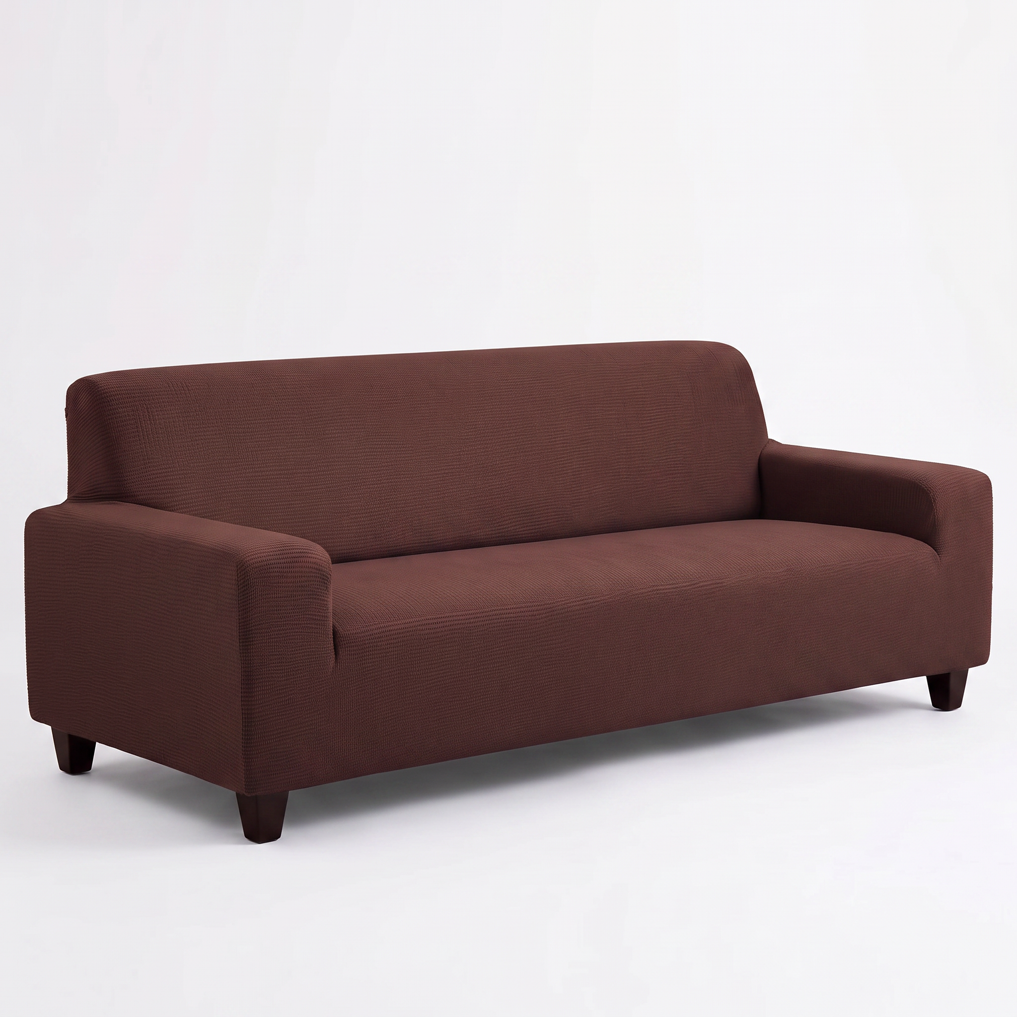 Stretch Sofa Slipcover – Coffee Brown Ribbed Knit – product photo on a white background | Brivenzo
