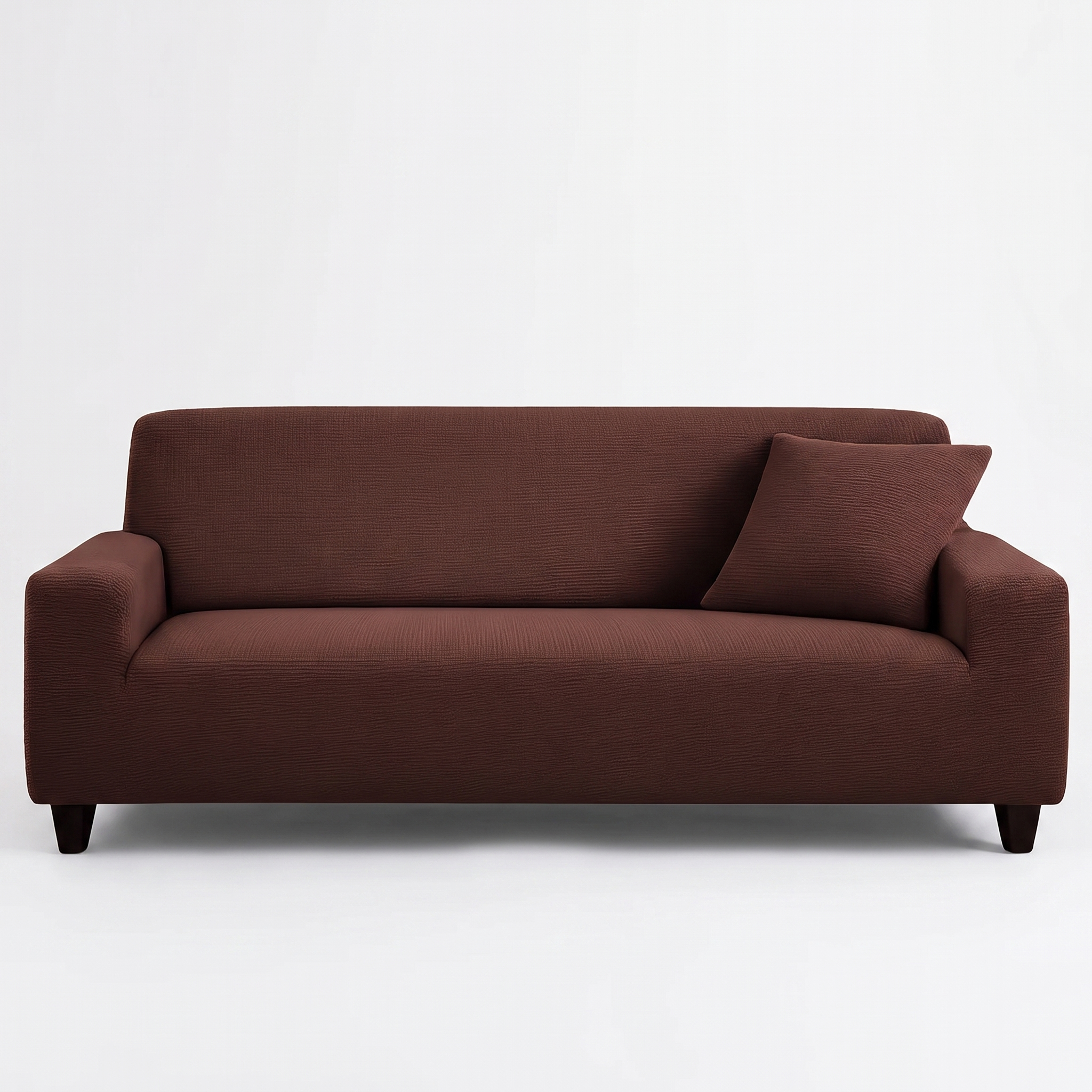 Stretch Sofa Slipcover – Coffee Brown Ribbed Knit – product view 4 | Brivenzo
