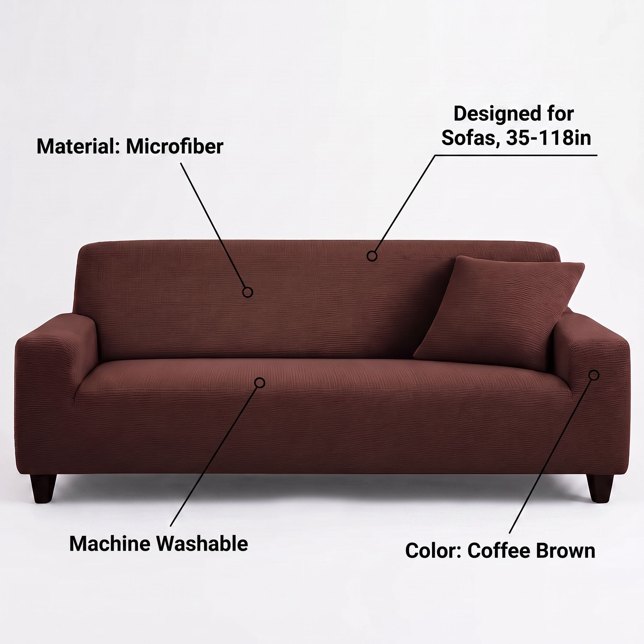 Stretch Sofa Slipcover – Coffee Brown Ribbed Knit – features and specifications overview | Brivenzo