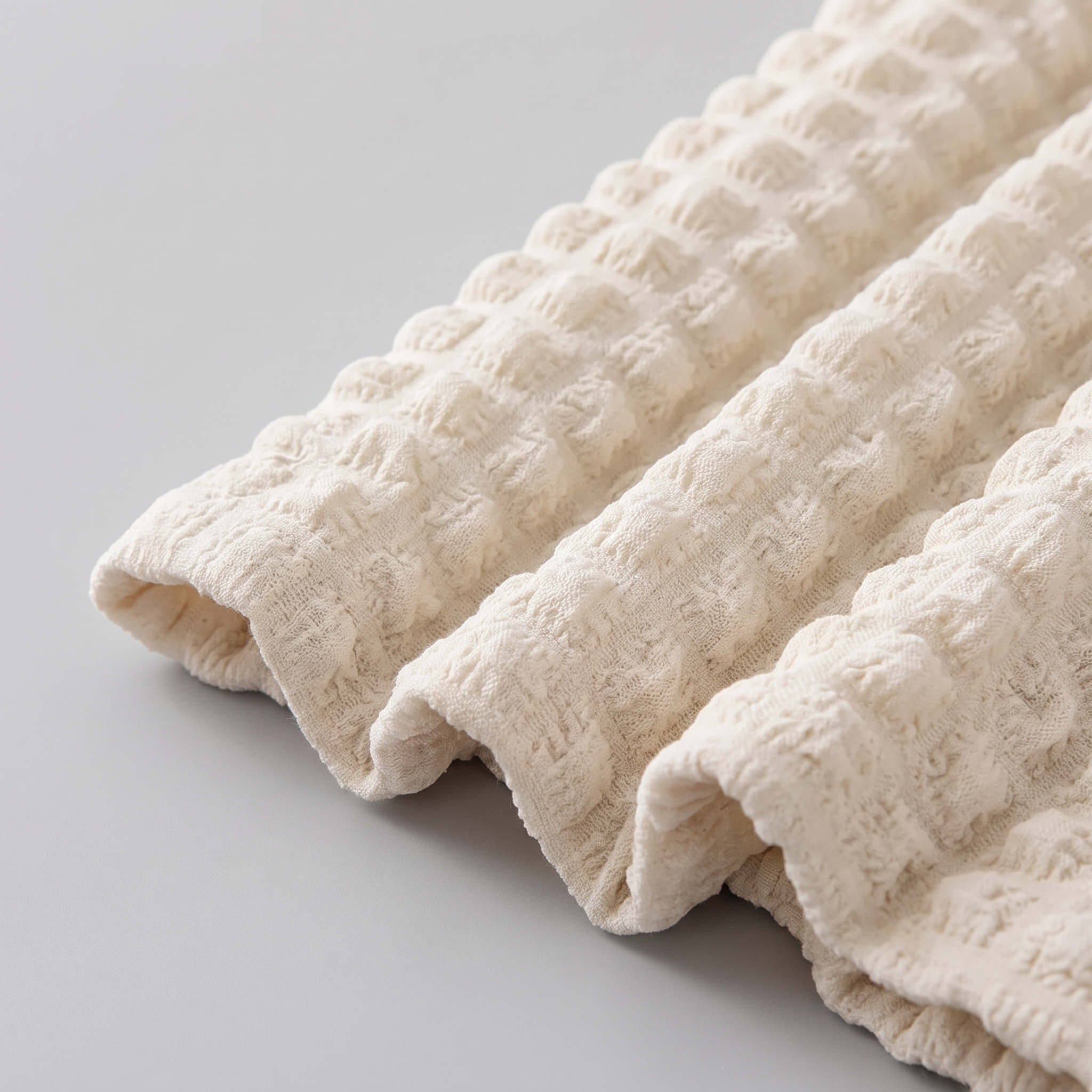 Stretch Sofa Slipcover | Cream White Ruffled Skirt, Microfiber Couch Cover, 1-4 Seat, 27-118in - detail