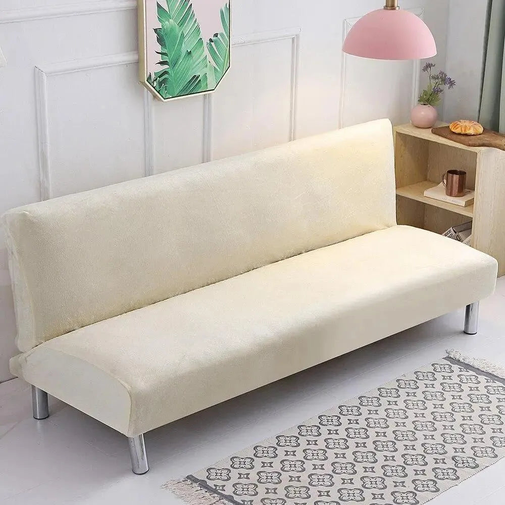 Stretch Sofa Slipcover – Cream White Velvet Sofa Bed – product view 4 | Brivenzo