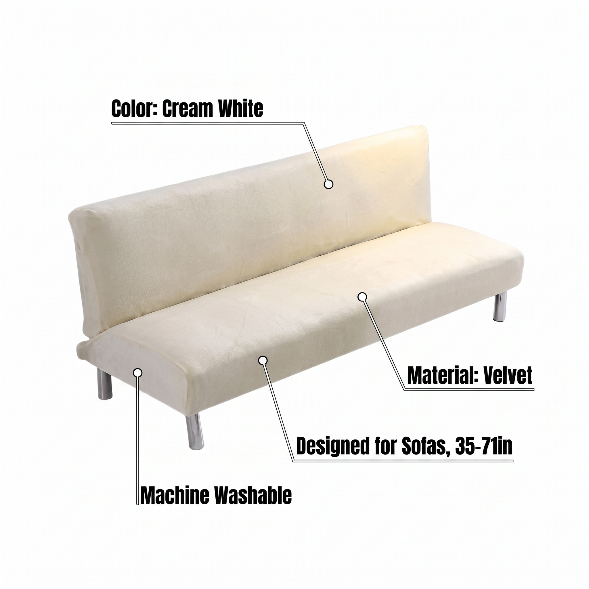 Stretch Sofa Slipcover – Cream White Velvet Sofa Bed – features and specifications overview | Brivenzo