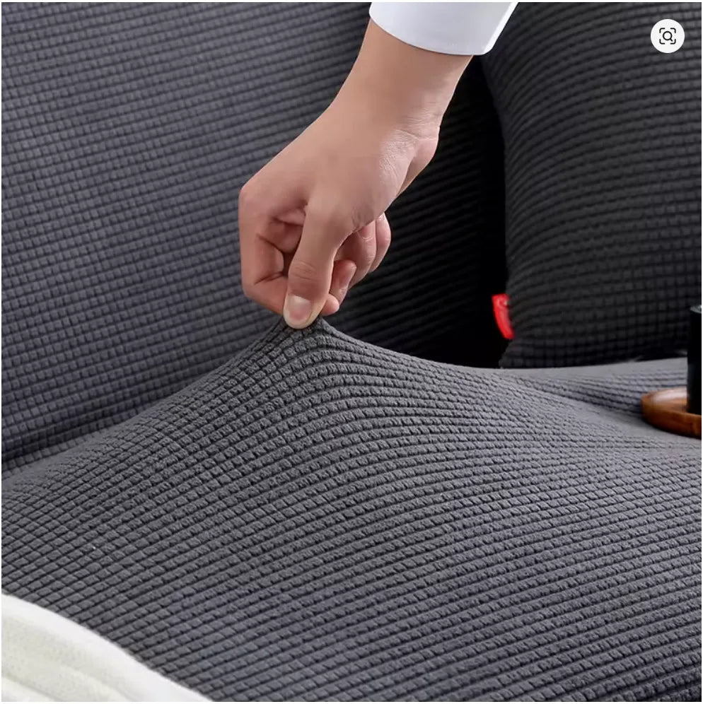 Stretch Sofa Slipcover – Dark Grey Microfiber – product view 5 | Brivenzo