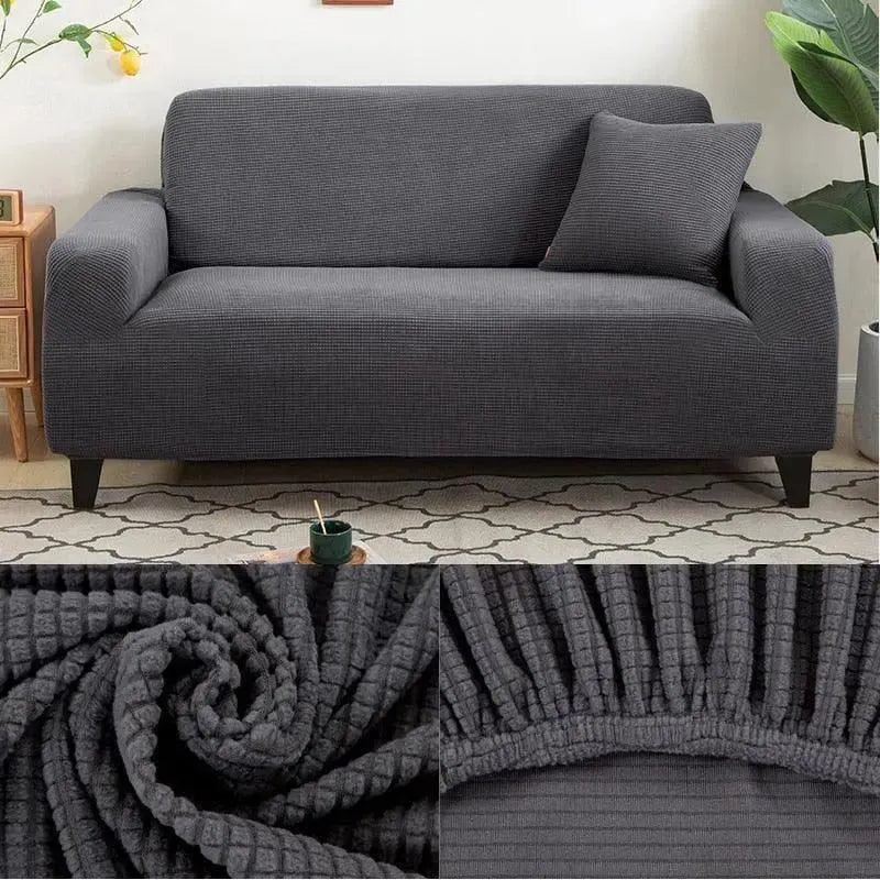 Stretch Sofa Slipcover – Dark Grey Microfiber – product view 6 | Brivenzo