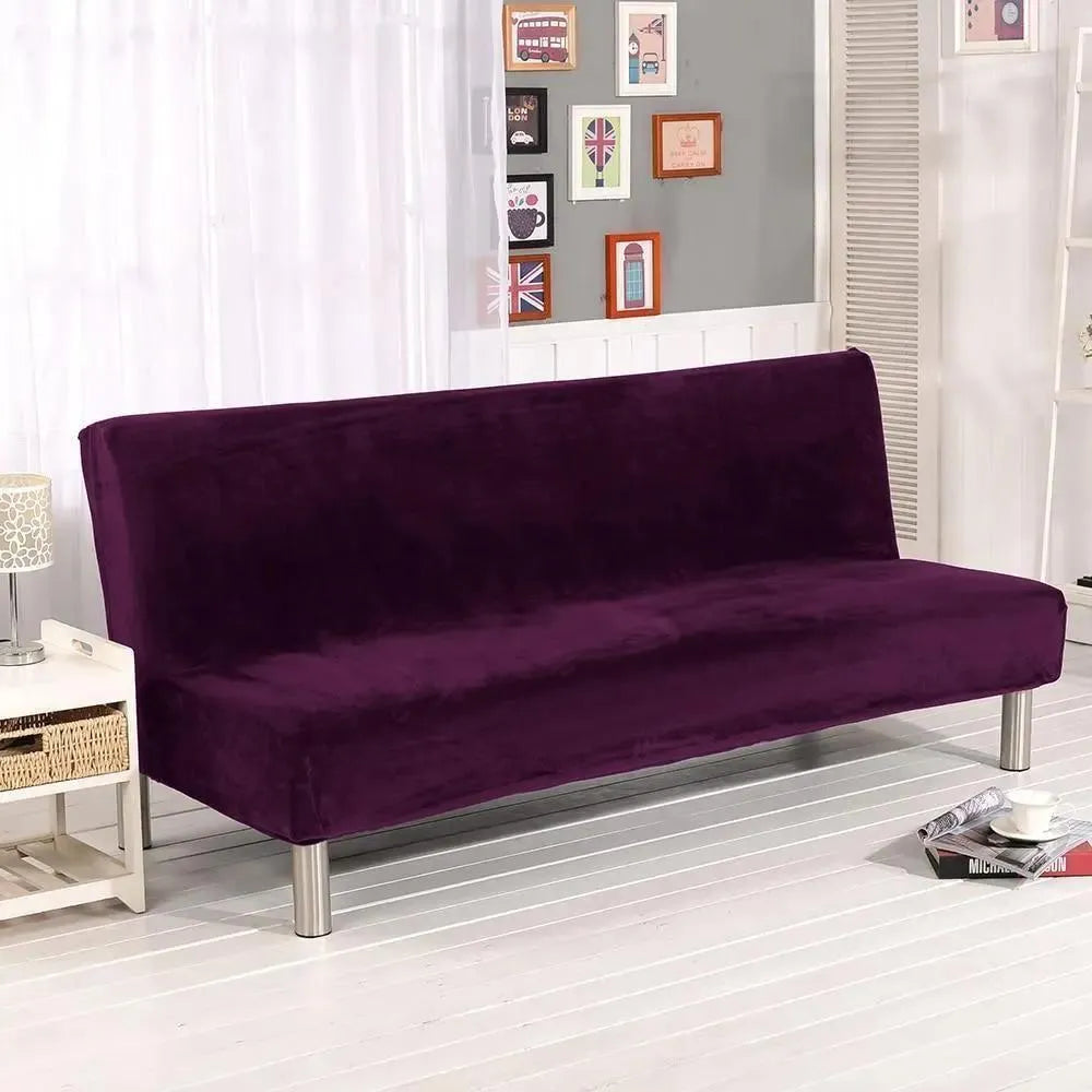 Stretch Sofa Slipcover – Dark Purple Velvet Sofa Bed – product view 4 | Brivenzo