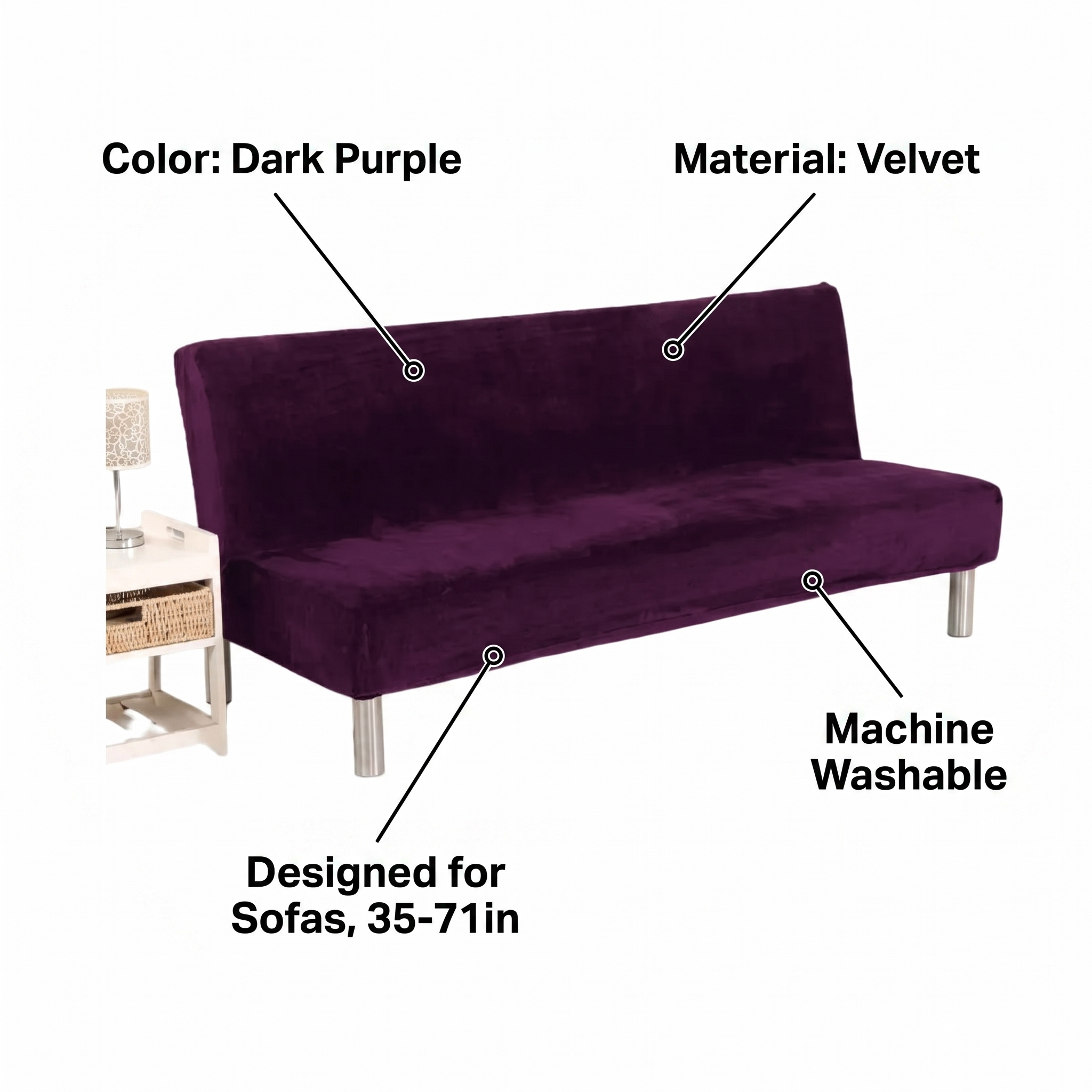 Stretch Sofa Slipcover – Dark Purple Velvet Sofa Bed – features and specifications overview | Brivenzo