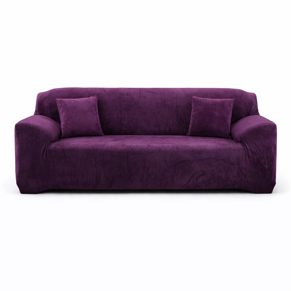 Stretch Sofa Slipcover | Deep Purple Velvet, Couch Cover, 1-4 Seat, 35-118in