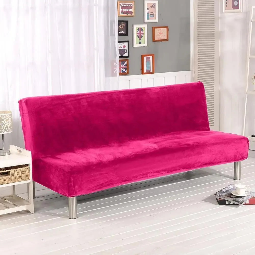 Stretch Sofa Slipcover – Fuchsia Pink Velvet Sofa Bed – product view 4 | Brivenzo