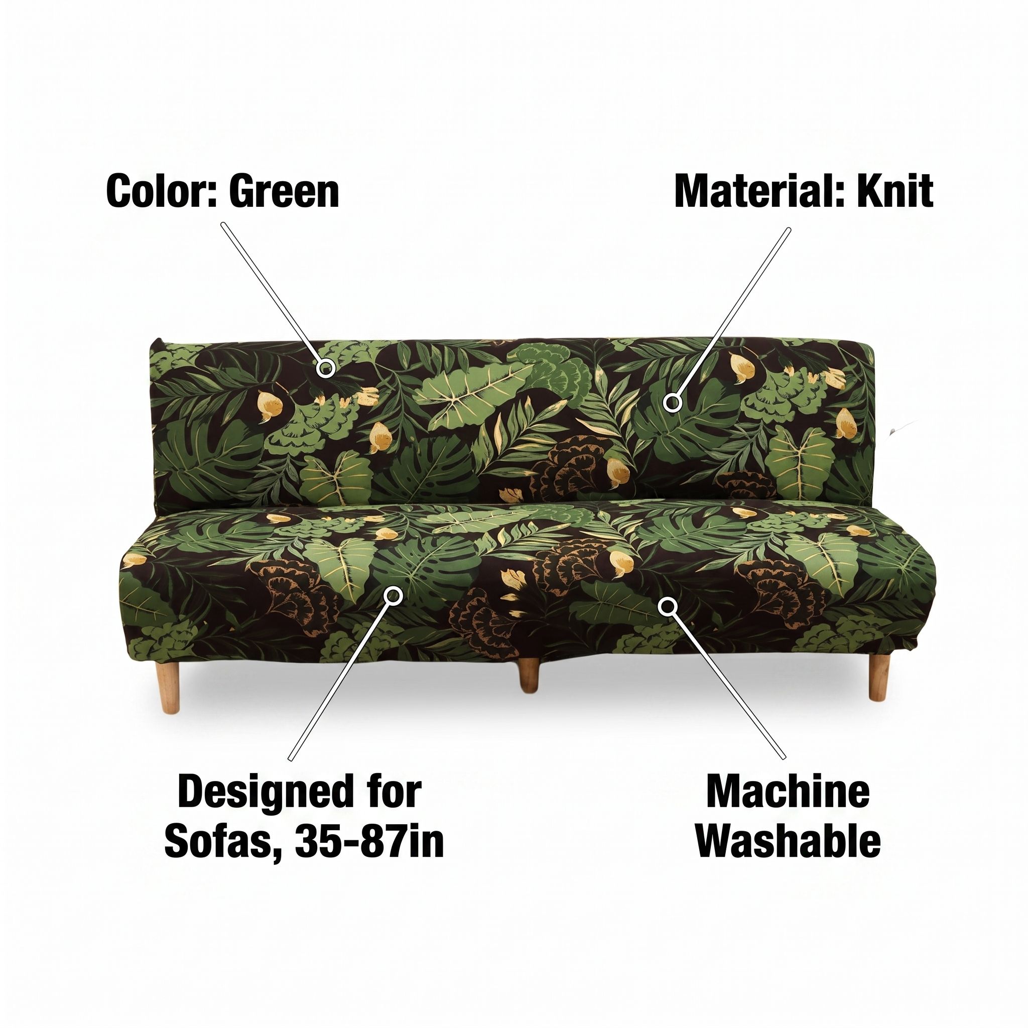 Stretch Sofa Slipcover – Green Black Tropical Leaf Print Sofa Bed – features and specifications overview | Brivenzo