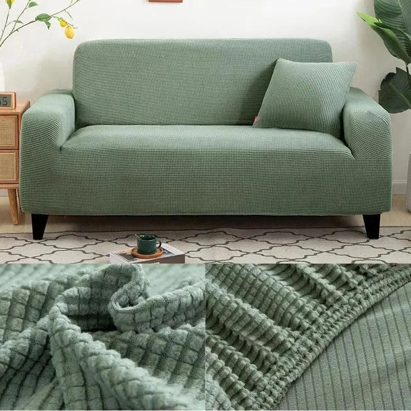 Stretch Sofa Slipcover – Green Microfiber – product view 6 | Brivenzo