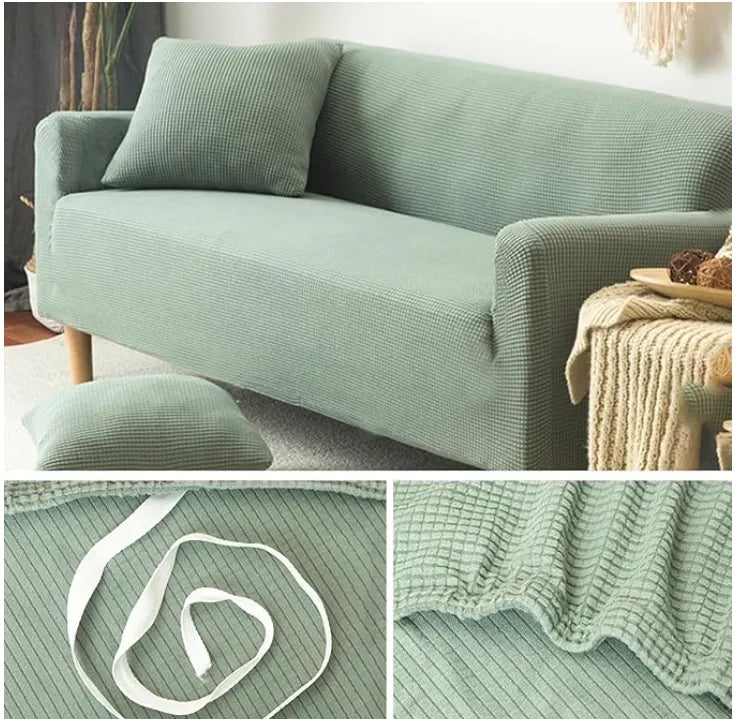Stretch Sofa Slipcover – Green Microfiber – product view 10 | Brivenzo