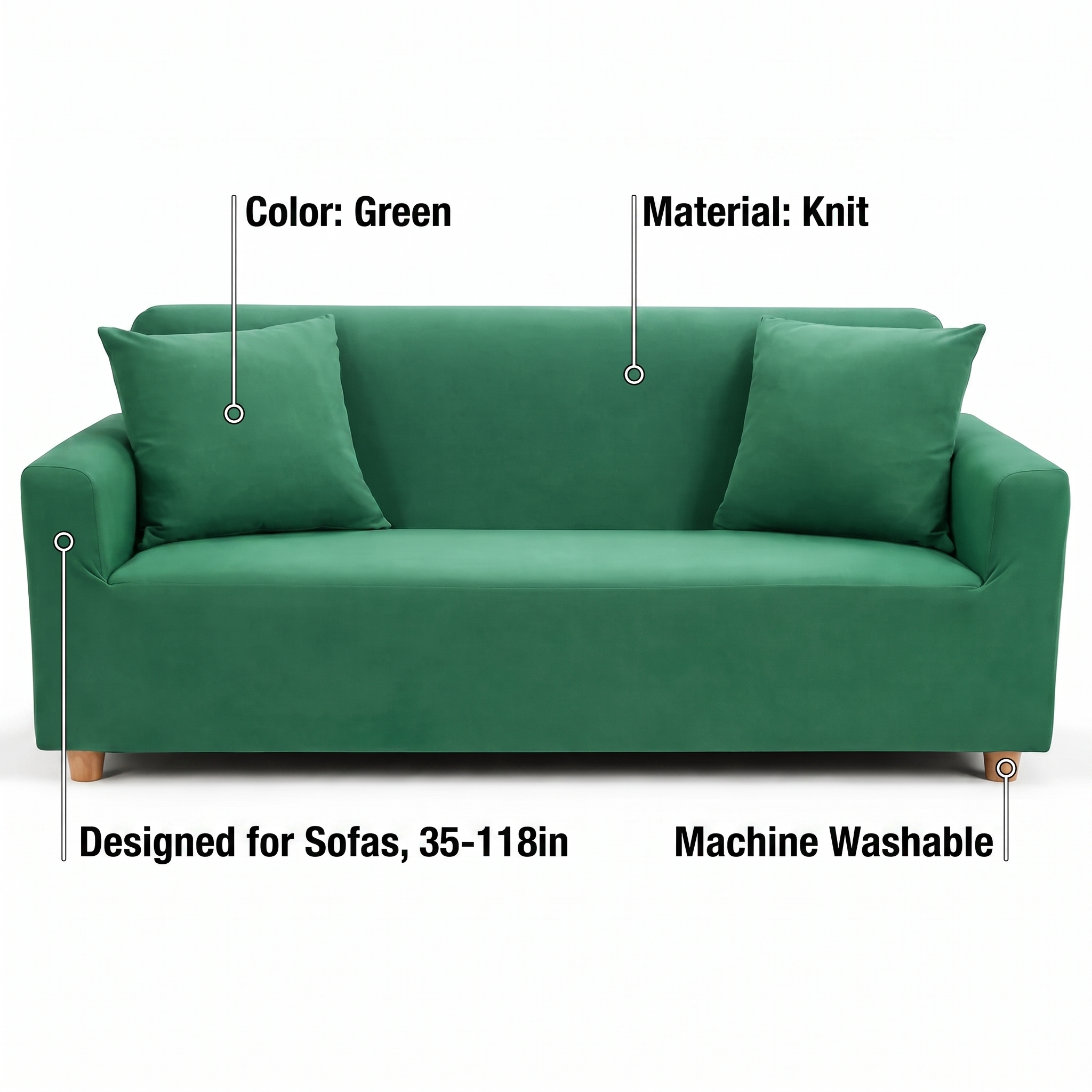 Stretch Sofa Slipcover – Green – features and specifications overview | Brivenzo