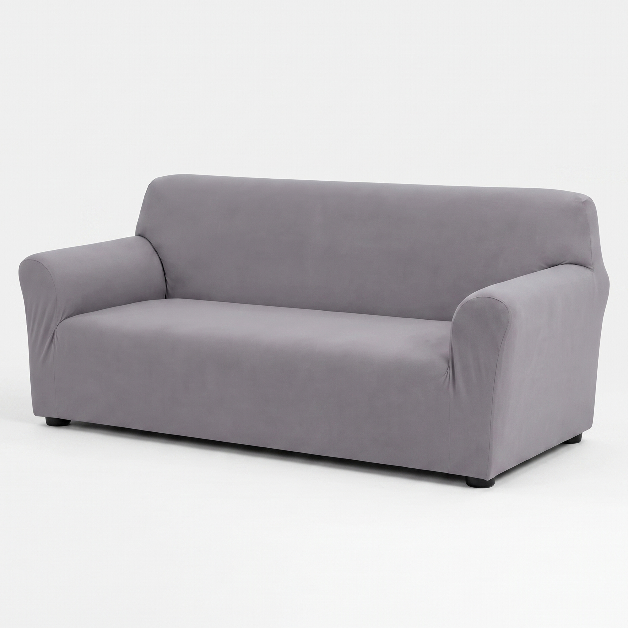 Stretch sofa slipcover in grey, front view