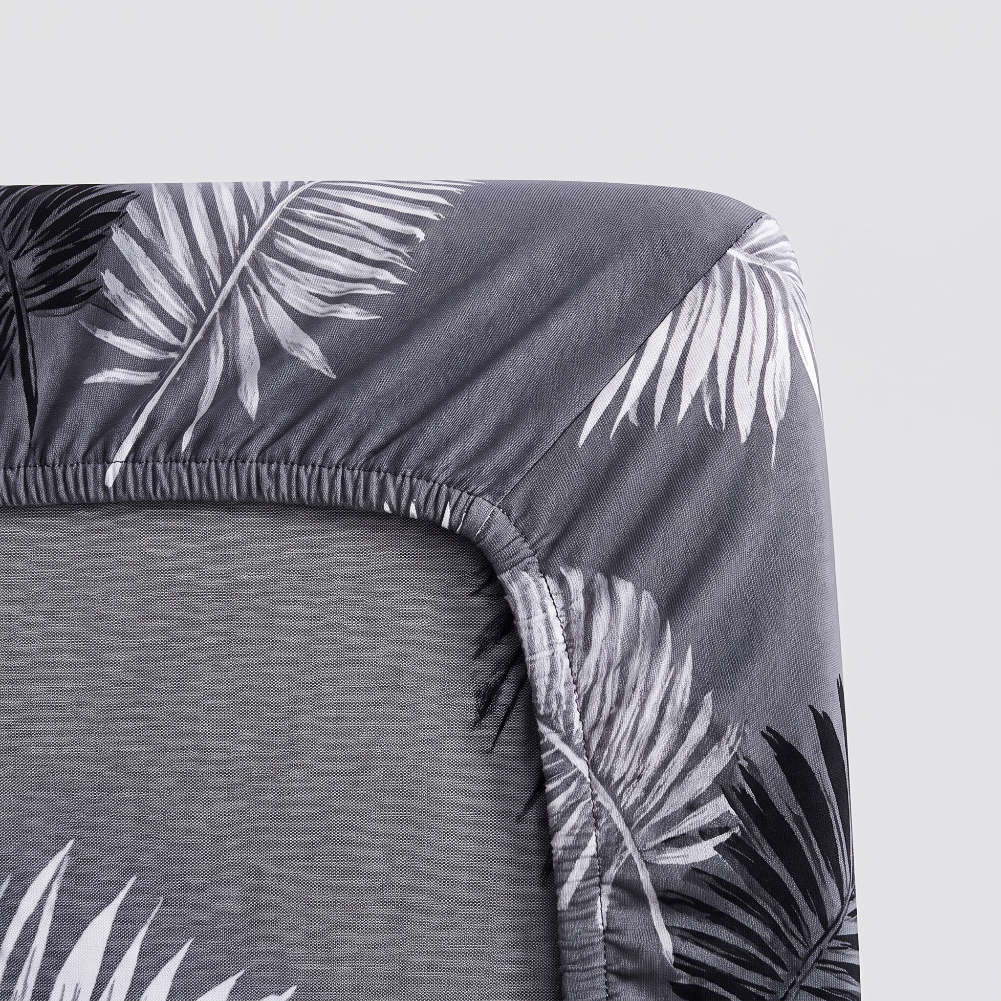 Stretch Sofa Slipcover | Grey Palm Leaf Print, Couch Cover, 35-118in - detail