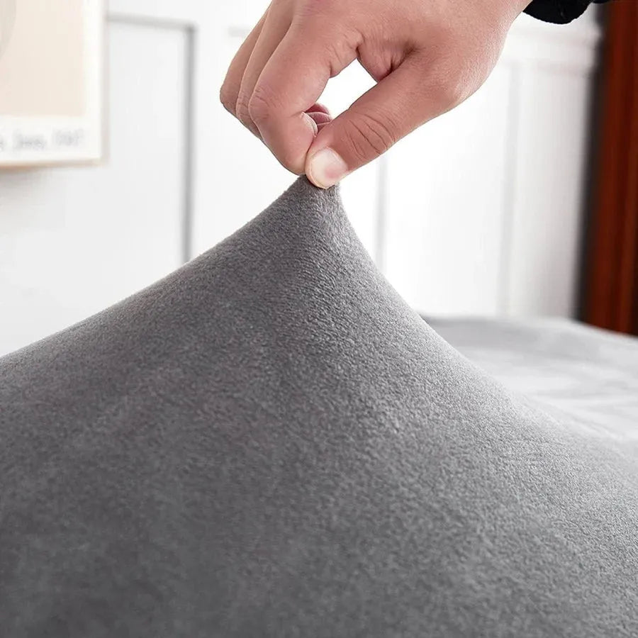 Stretch Sofa Slipcover – Grey Velvet – product view 5 | Brivenzo