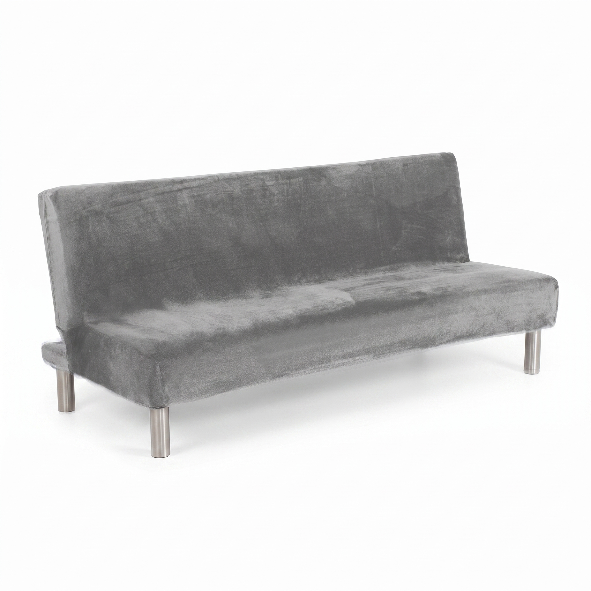 Stretch Sofa Slipcover – Grey Velvet Sofa Bed – product photo on a white background | Brivenzo