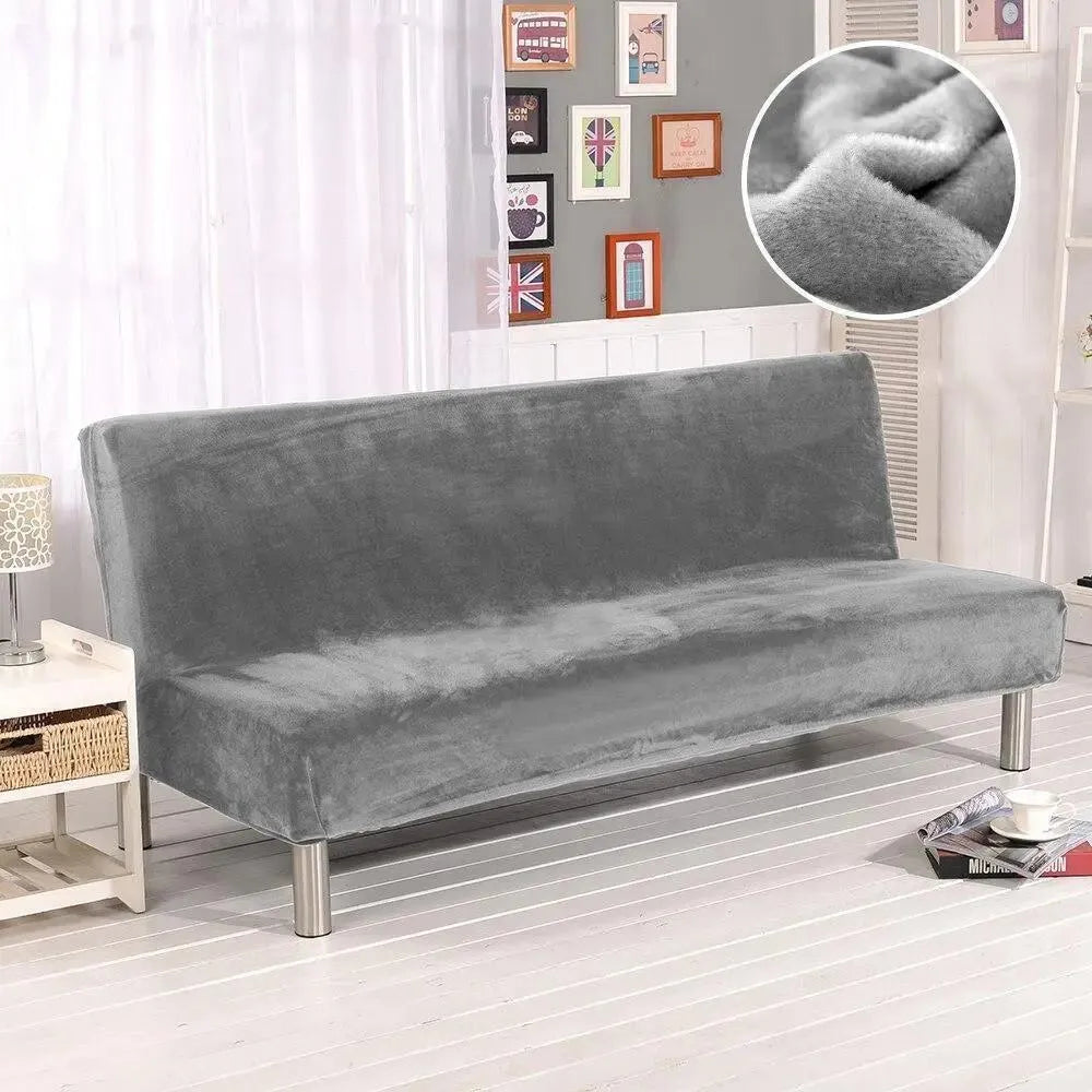 Stretch Sofa Slipcover – Grey Velvet Sofa Bed – product view 4 | Brivenzo