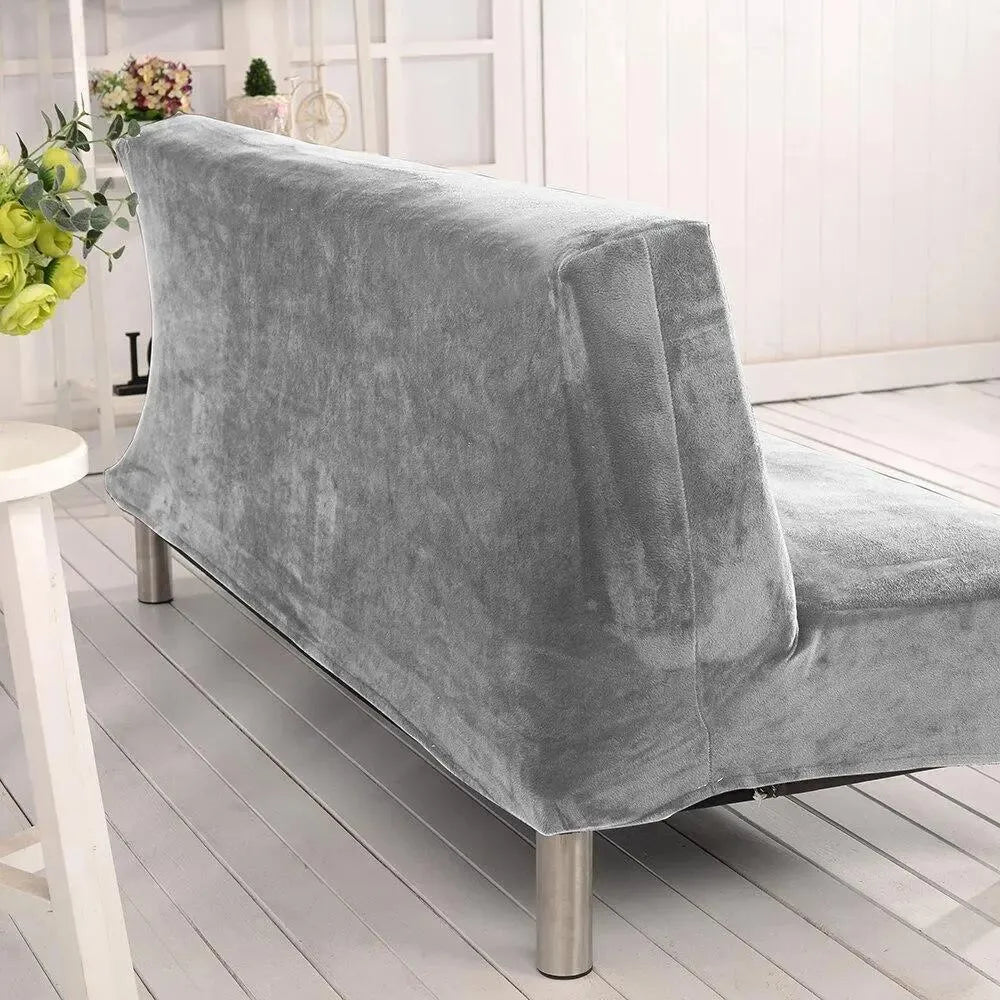 Stretch Sofa Slipcover – Grey Velvet Sofa Bed – product view 5 | Brivenzo