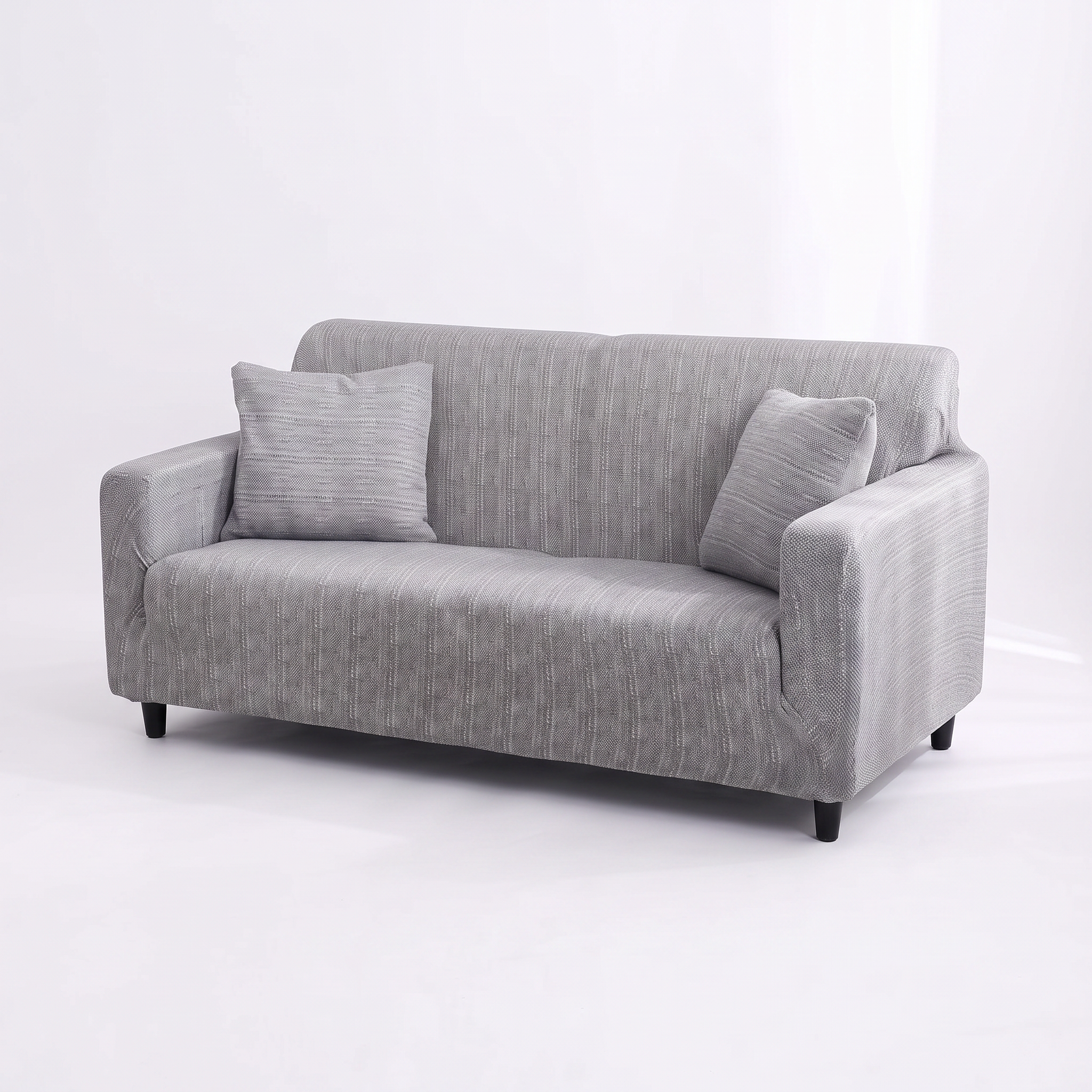 Stretch Sofa Slipcover – Grey Woven Texture – product photo on a white background | Brivenzo