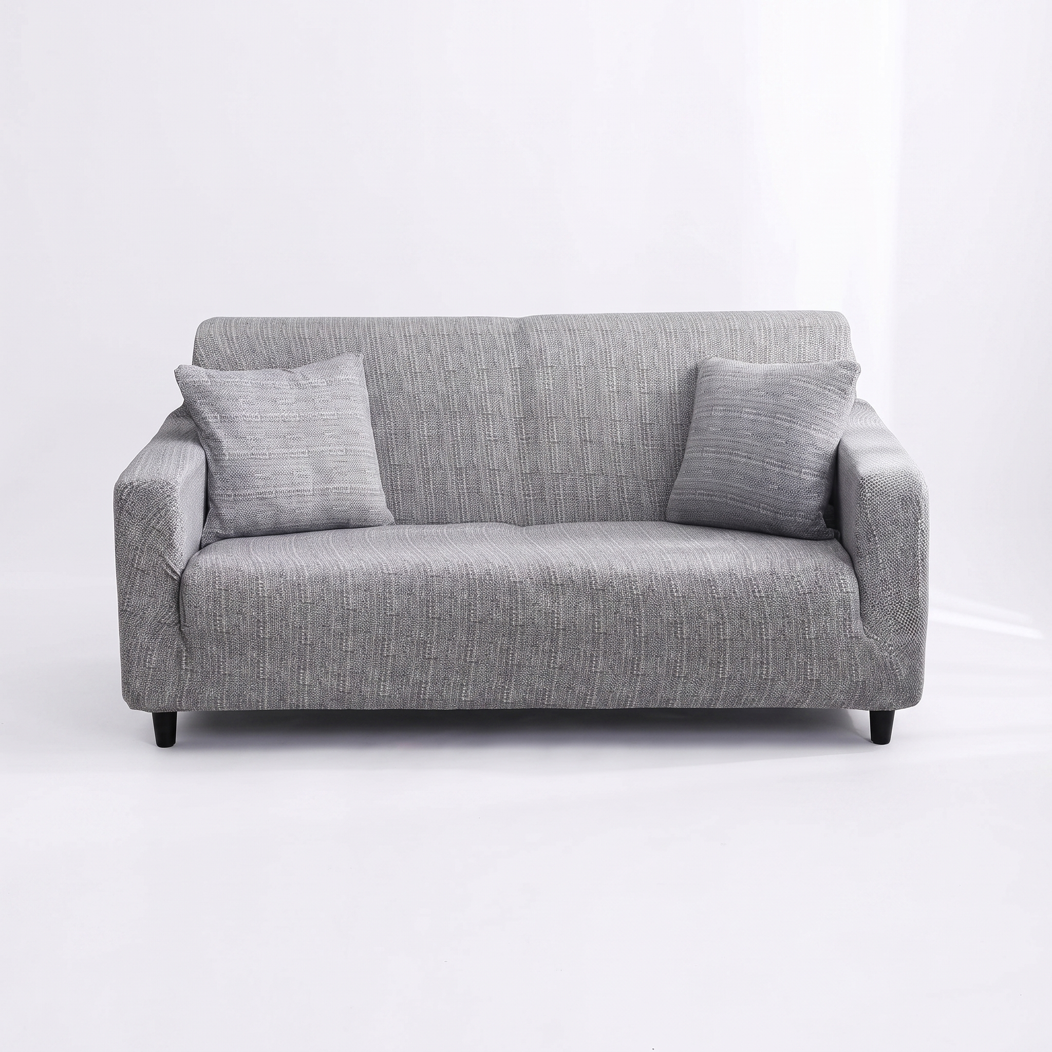 Stretch Sofa Slipcover – Grey Woven Texture – product view 4 | Brivenzo