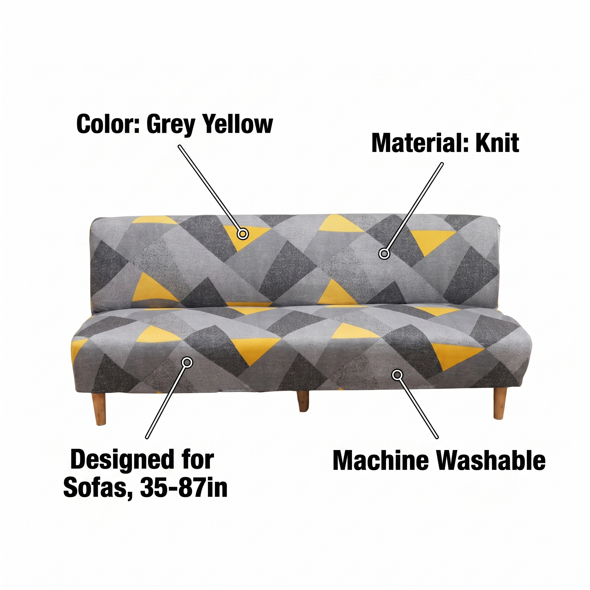 Stretch Sofa Slipcover – Grey Yellow Geometric Triangle Print Sofa Bed – features and specifications overview | Brivenzo