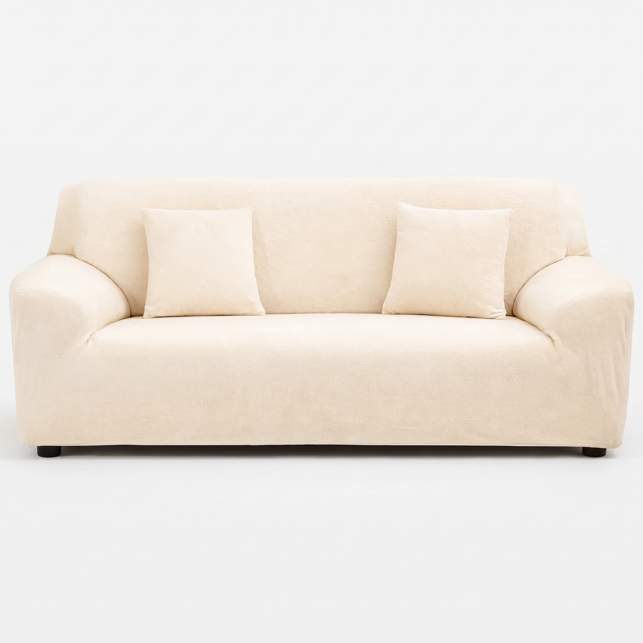 Stretch Sofa Slipcover – Ivory Velvet – product photo on a white background | Brivenzo